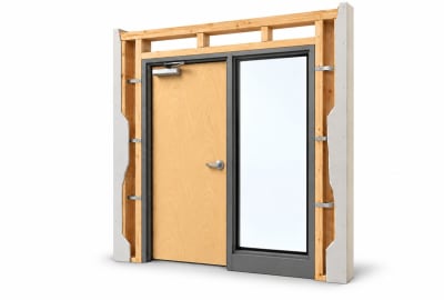 Commercial Wood Door with 36" Sidelite, 36" x 84", Left Hand, Welded Steel Frame, Wood Stud Wall