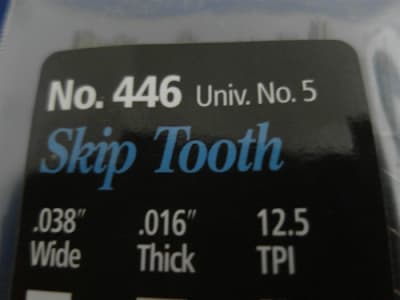 OL-446 5" SCROLL SAW BLADE PLAIN END SKIP TOOTH  12.5 TPI