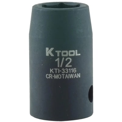 K Tool International 1/2in. Drive 1/2in. Standard 6 Point Impact Socket KTI33116