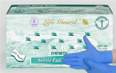 Blue medical grade nitrile gloves, 5 mil, powder-free, 1000 gloves per case.