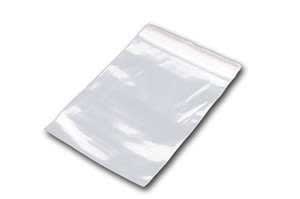 2.0 Mil Resealable Poly Bags (Clear Line) in assorted sizes.