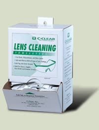 Pre-moistened lens cleaning towelettes, 5" x 8", 300 towelettes per box.