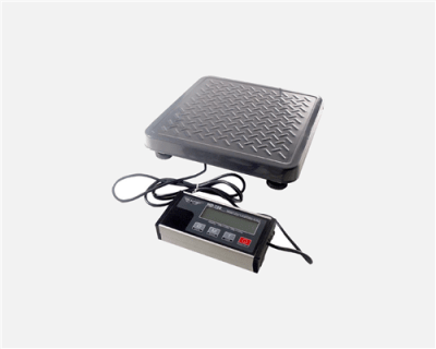 14" x 14" shipping scale with a durable platform, designed for accurate weighing in packaging and shipping.