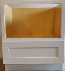 Shaker White Microwave Base Cabinet opening 16 1/2 x 26 1/2