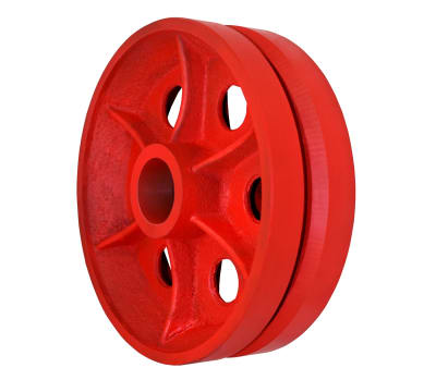 10" X 3" Red Ductile V-Groove Wheel - 7,000 lbs Capacity