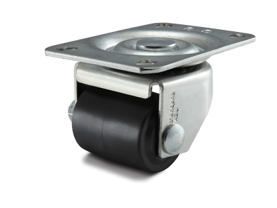 1-7/16" Low Profile Plate Caster - Polyolefin Log Wheel - 150 lbs Capacity