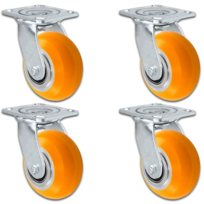 4" x 2" Sirius HD Donut Polyurethane on Aluminum Wheel - Swivel Caster Set of 4 - Plate Size: 4" x 4-1/2" - Capacity: 4,000 lbs