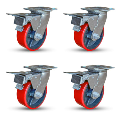 5 Cart Casters for Rubbermaid 4400, 4500 Series - Heavy Duty Replacement  Set of 4