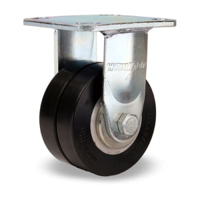 R-52K-4SWF70D Hamilton Standard Duty Rigid Caster with 4 inch UltraGlide Twin Wheel Black Tread on Aluminum Core for heavy-duty applications.