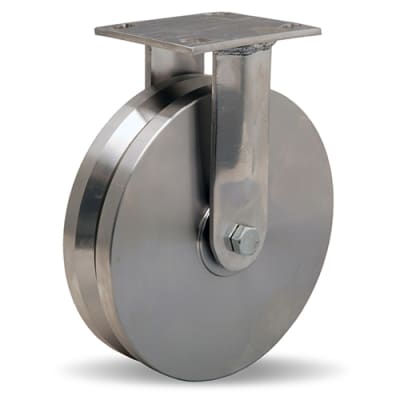 Hamilton 800 lbs Stainless Steel Rigid Caster with 8-inch V-Grooved Wheel R-STA-8SVB