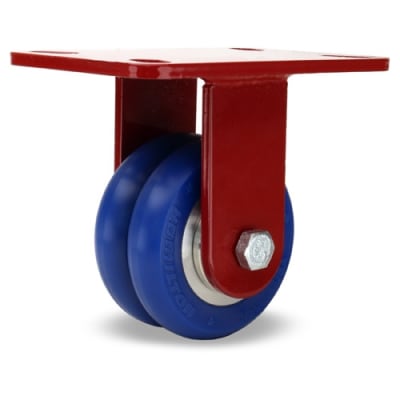 Hamilton Spinfinity R-ZFHS-4SWC85 Rigid Caster featuring 4"x2" UltraGlide Blue Twin Wheel on Aluminum Core and 3/4" Sealed Precision Ball Bearings for superior mobility.