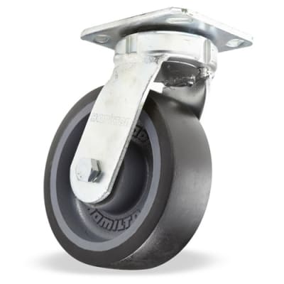 S-52K-6DB70 Hamilton Standard Duty Kingpinless Swivel Caster featuring 6-inch by 2-inch Duralast XC Polyurethane on Cast Iron Wheel with half-inch Sealed Precision Ball Bearings