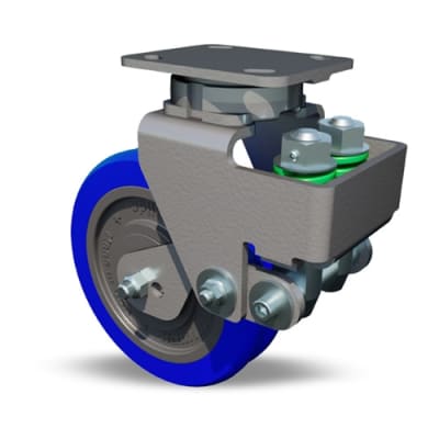 Hamilton Aerospace 8-inch Spinfinity Swivel Caster with UltraGlide Twin Wheel, Blue Crown 85A Tread, and Sealed Precision Bearings