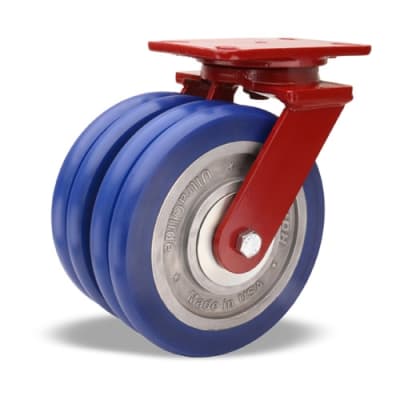 Hamilton Heavy Service Dual-Wheel Swivel Caster, 8-inch UltraGlide Ergo Polyurethane on Aluminum Core for Industrial Mobility