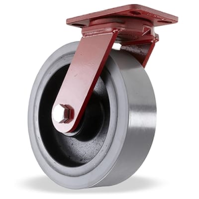Hamilton Spinfinity S-ZFFM-13GB95 Kingpinless ZFFM Series Swivel Caster with 10-inch x 3-inch DuraGlide Wheel, 95A hardness, and 3/4-inch Sealed Precision Ball Bearings - Maintenance-Free Design for Industrial Use.