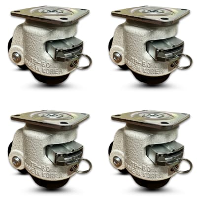 QuickAdjust Ratchet-Leveling Casters with 2-Inch Nylon Wheels, Set of 4, 2,400 lbs Capacity