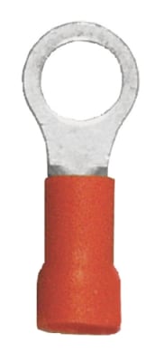 160101-025 PVC Insulated Ring Terminal 22-18 Gauge Red #4 Stud (25 Count)