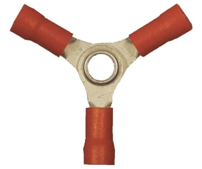 160178-025 PVC Insulated 3 Way Ring Terminal 22-18 Gauge Red (25 Count)