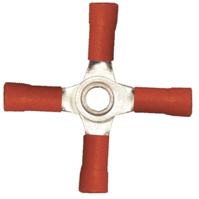 160179-025 PVC Insulated 4 Way Ring Terminal 22-18 Gauge Red (25 Count)