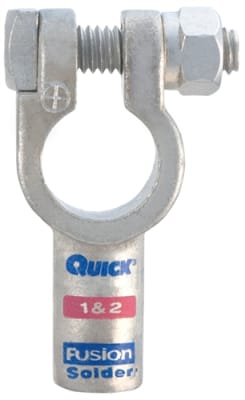 406301-005P QuickCable 1 & 2 GA Positive Straight Clamp Fusion Solder Battery Connector (5 Pack)