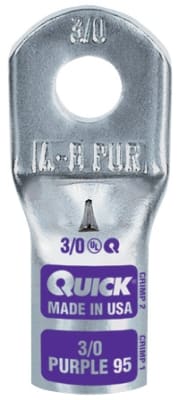 8801-005D QuickCable 1&2 GA 1/4" Stud Magna Lug w/Slight Hole (5 Pack)