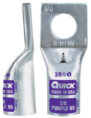 8901-005D QuickCable 1&2 GA 1/4" Stud Magna Lug Square Slight Hole (5 Pack)
