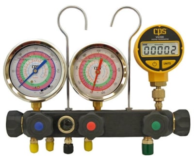 MV5H3D CPS R134A R22 R404A R410A 3-1/8" Oil-Filled Gauges Digital Vacuum Gauge & Case