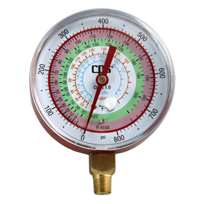 RGH7H CPS 3-1/8" (80mm) Hi Side Gauge For R-134a R-22 R-404A R-410A 1% PSI/°F Metal Case