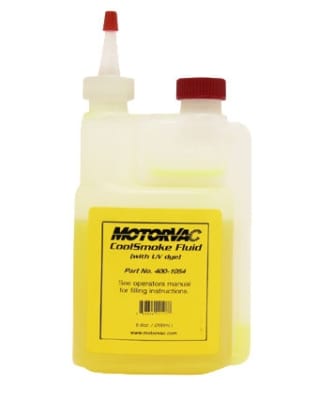 400-1054 MotorVac Replacement CoolSmoke Fluid enhanced With UV Dye. 8 fl oz