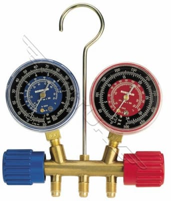 40160 Robinair 1/4 Flare Side Wheel Two Way Brass Manifold Set 12/22/502 (Manifold Only)