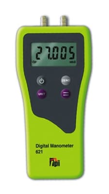 621 TPI Digital Manometer Dual Input 0.001 Resolution Inches H2O Range -120 To 120 Inches H2O W/ A602 And A255