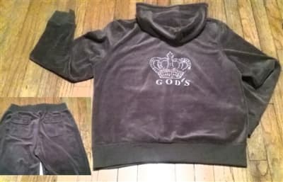 Velour jacket stating you are God's and you are royal.