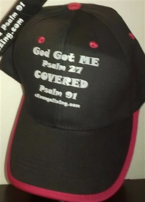 Our God Got Me baseball cap is a perfect fit with its velcro strap.