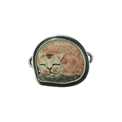 Tabra Carved Bone Cat Charm