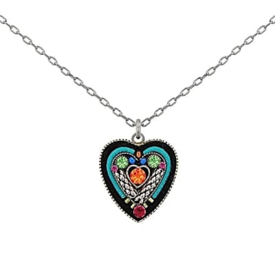 Firefly Heart in Heart Necklace in Multi-color