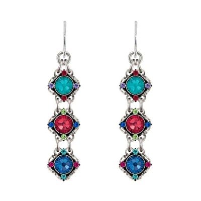 Firefly Rainbow Three Tier Diamond Drop Earring in Jewel Tone