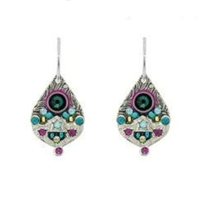 Firefly Mosaic Detail Drop Earrings in Emerald