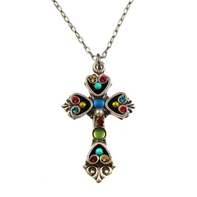 Firefly Medium Cross Necklace in Multi-color