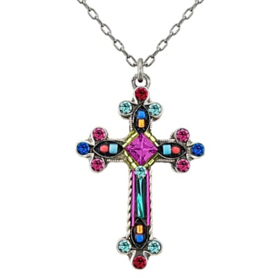 Firefly Large Fancy Cross Pendant in Multicolor