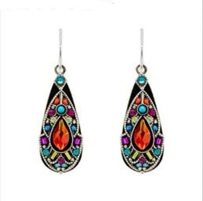 Firefly Filigree Long Teardrop Earring in Multi-color