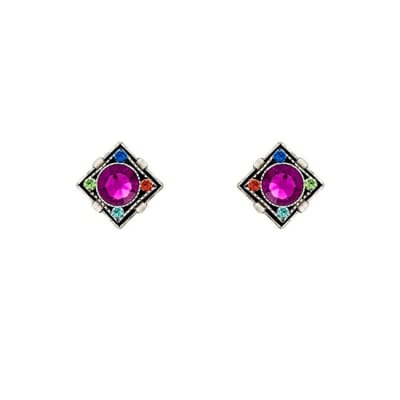 Firefly Architectural Stud Diamond Shape Post Earring in Multi-color