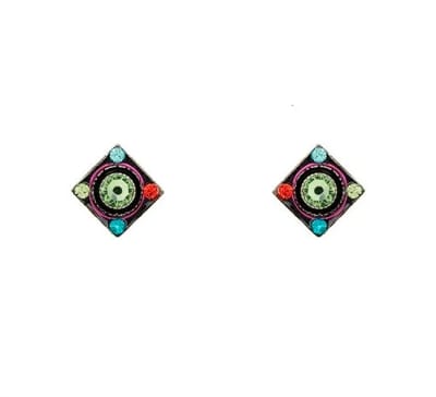Firefly Architectural Stud Diamond Shape Post Earring in Multicolor