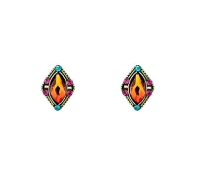 Firefly Architectural Stud Diamond Shape Post Earring in Multi-color