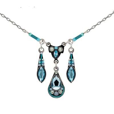Firefly Carmel Three Drop Necklace in Aqua