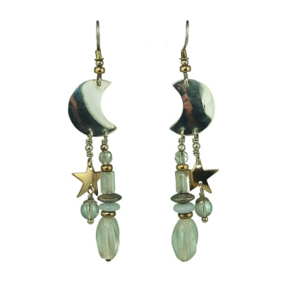 Tabra Sterling Silver Moon, Quartz Earrings