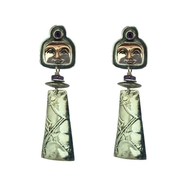 Tabra Sterling Silver Moon Goddess Earrings