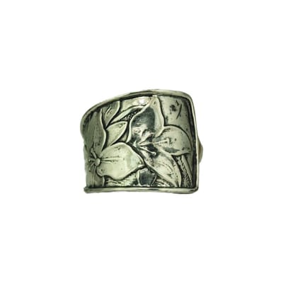Tabra Silver Asymectrical  Floral Ring
