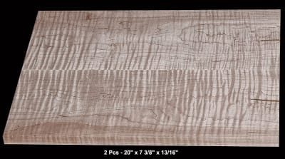 Book-Matched Curly Maple - 2 Pcs - 20" x 7 3/8" x 13/16" - $170.00