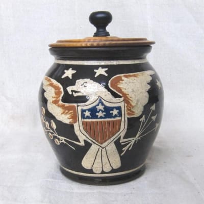 Patriotic Eagle Pot with Wooden Lid (MTO) $225