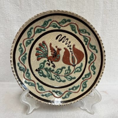 Bird and Tulip Plate with Decorative Border $65